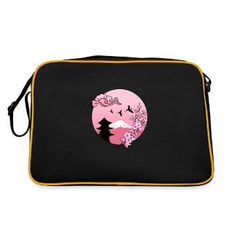 Sakura Cherry Blosseom Pink - Retro Tasche - Schwarz/Gold - Hinten