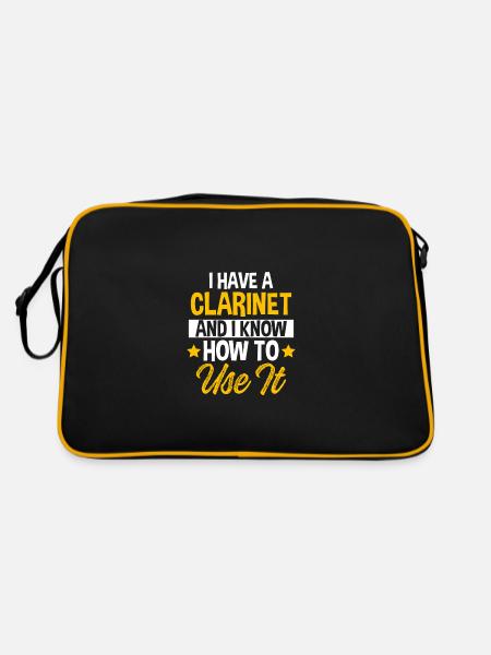 Klarinette musik - Retro Tasche - Schwarz/Gold - Hinten