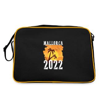 Mallorca 2022 Palmen - Retro Tasche - Schwarz/Gold - Hinten