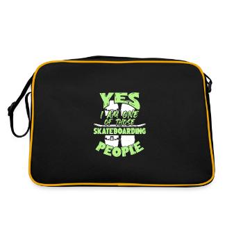 skateboarding spruch - Retro Tasche - Schwarz/Gold - Hinten