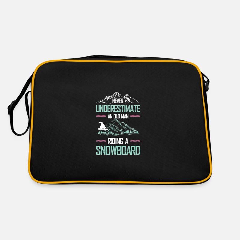 snowboarder alter mann - Retro Tasche - Schwarz/Gold