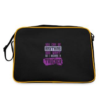 truck trucker spruch - Retro Tasche - Schwarz/Gold - Hinten