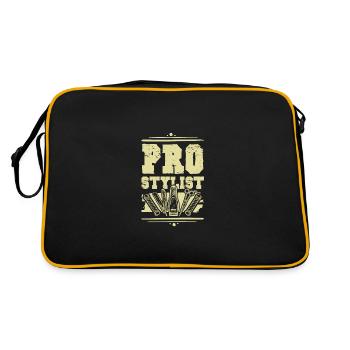pro stylist spruch - Retro Tasche - Schwarz/Gold - Hinten