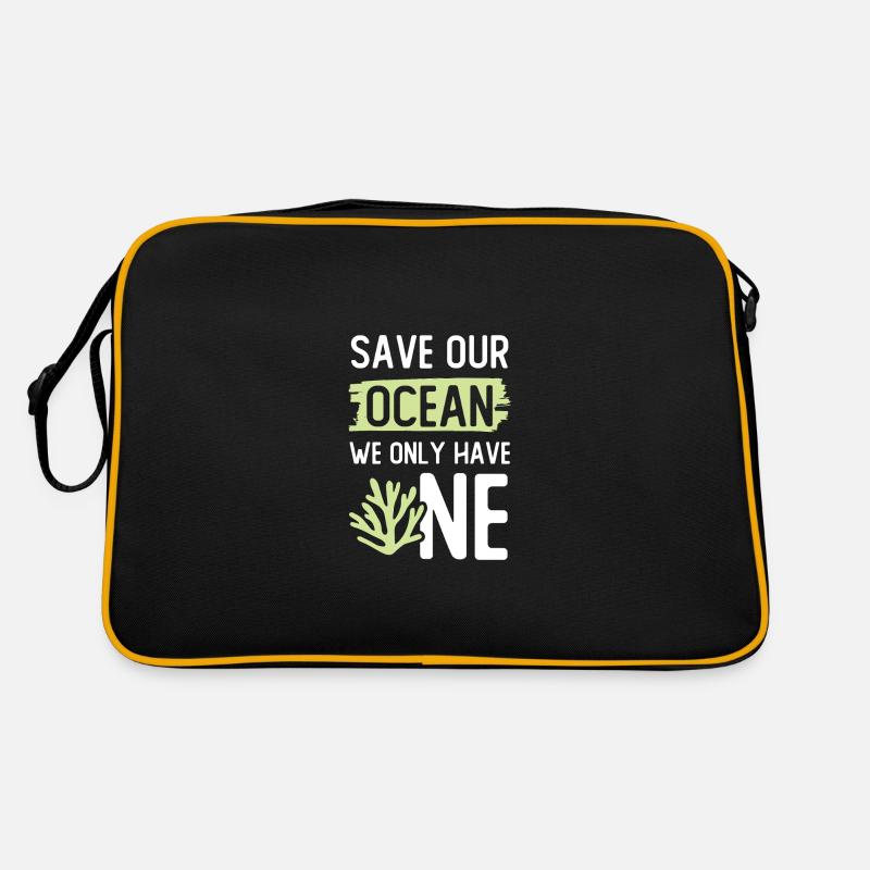 Save the Ocean Saying Retro Bag