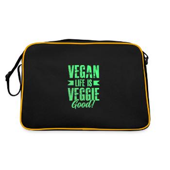 vegan leben - Retro Tasche - Schwarz/Gold - Hinten