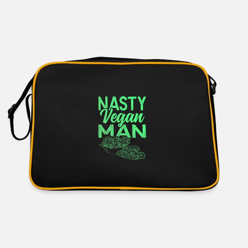 vegan mann - Retro Tasche - Schwarz/Gold