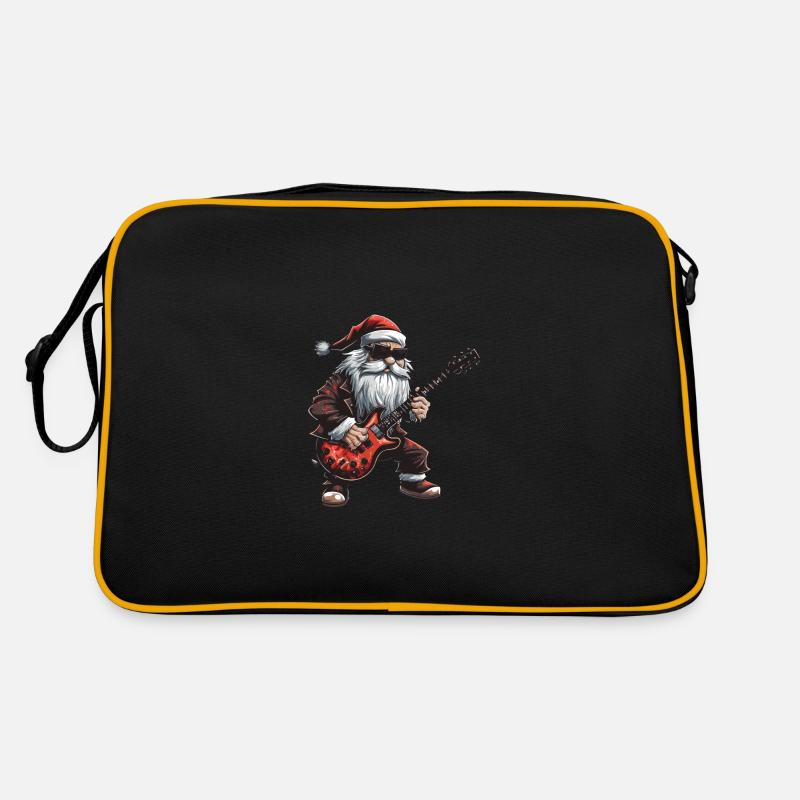 Weihnachtsmann Gitarre Santa - Retro Tasche - Schwarz/Gold
