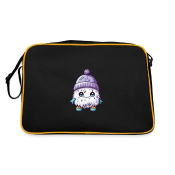 Winter Eskimo Comic Winterlich - Retro Tasche - Schwarz/Gold - Hinten