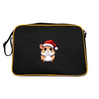 Hamster Weihnachten Tier Kopf - Retro Tasche - Schwarz/Gold - Hinten