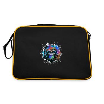 Monkey Head Portrait Colorful - Retro Bag - black/gold - Back