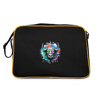 Bull Head Portrait Animal Taurus Colorful - Retro Bag - black/gold - Back