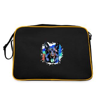 German Shepherd Dog Head Portrait Colorful - Retro Bag - black/gold - Back