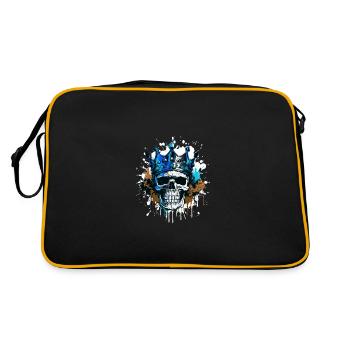 Totenkopf König Krone Skelett Bunt - Retro Tasche - Schwarz/Gold - Hinten
