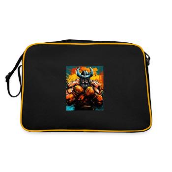 Wikinger Boxer Kämpfer Odin - Retro Tasche - Schwarz/Gold - Hinten