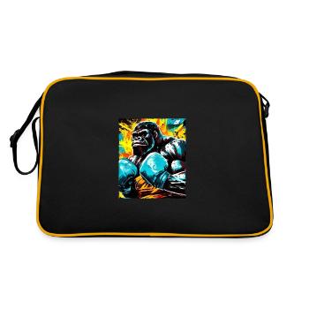 Gorilla Boxer Kämpfer Beast - Retro Tasche - Schwarz/Gold - Hinten