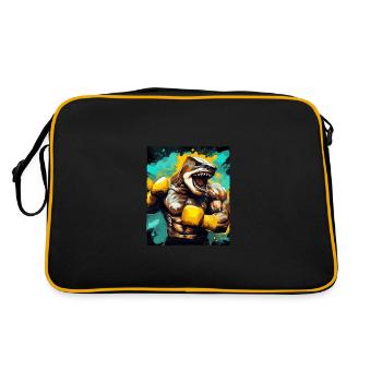 Hai Tier Boxer Kämpfer - Retro Tasche - Schwarz/Gold - Hinten