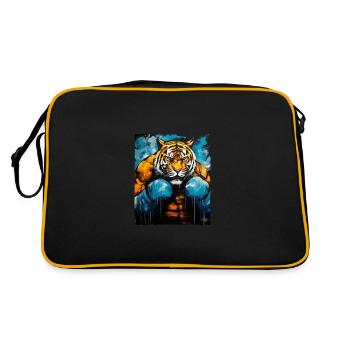 Tiger Boxer Kämpfer - Retro Tasche - Schwarz/Gold - Hinten