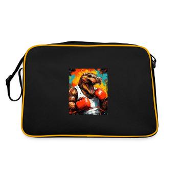Alligator Boxer Kämpfer Beast Boxing - Retro Tasche - Schwarz/Gold - Hinten