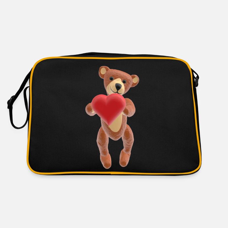 Valentine-Teddy mit Herz (3D-Optik) Retro Tasche