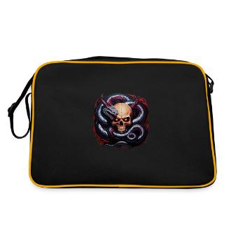 Viking Skull and Midgard Serpent: A Mythical Entwi - Retro Bag - black/gold - Back