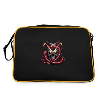 Der Wikingerschädel und die Midgardschlange - Retro Tasche - Schwarz/Gold - Hinten