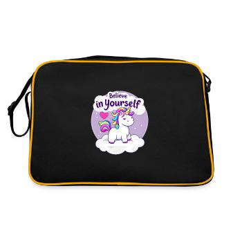 Believe In Yourself Unicorn Fantasy Art for - Retro Bag - black/gold - Back