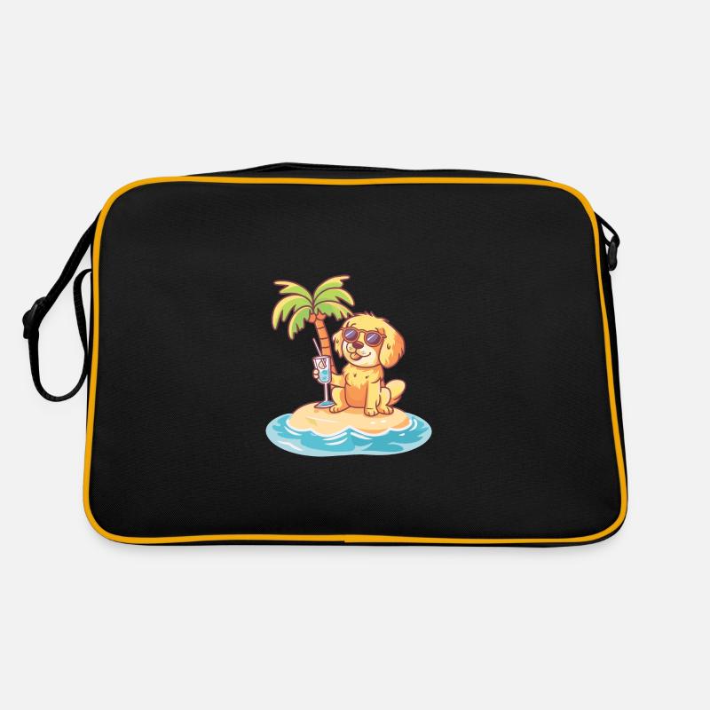 Golden Retriever Hund Sommer Strand Comic Retro Tasche