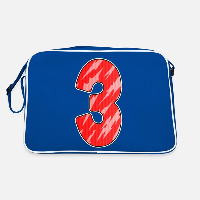 Three - 3 - Number 3 - Number 3 Red Pattern Retro Bag