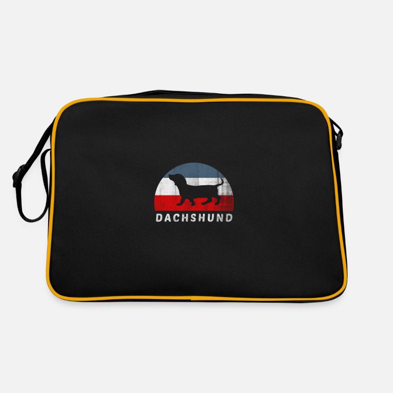 Dackel - Retro Tasche - Schwarz/Gold