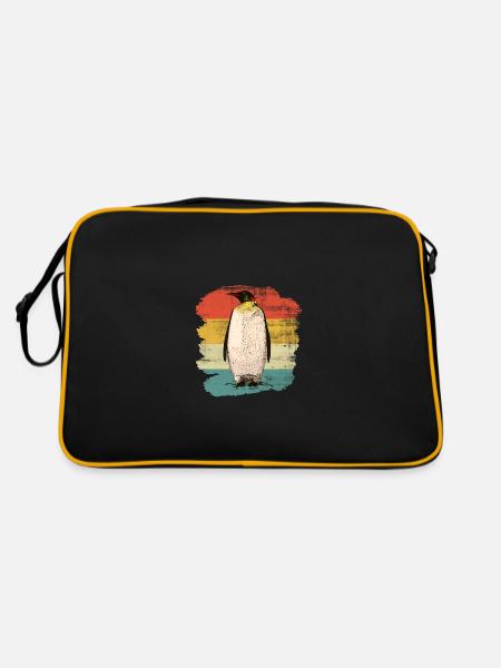 Pinguin - Retro Tasche - Schwarz/Gold