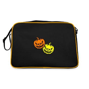 Halloween Visage de citrouille effrayant - Sac Retro - noir/or - Dos