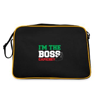 I'm The Boss Capiche? - Italienisch - Retro Tasche - Schwarz/Gold - Hinten