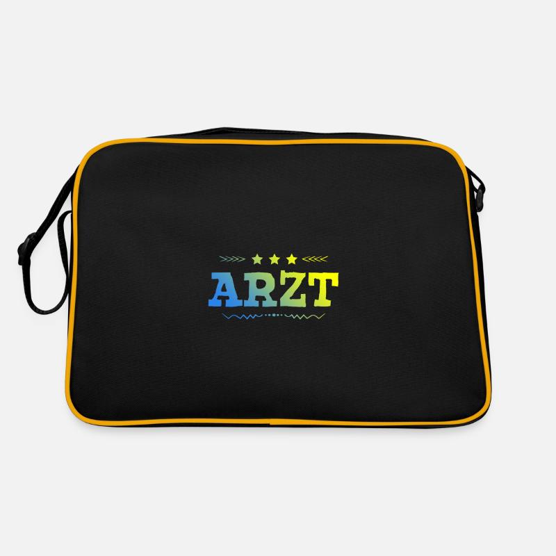 Arzt Beruf - Retro Tasche - Schwarz/Gold