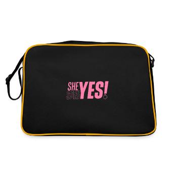 She said yes engagement engaged fiance fiancé - Retro Bag - black/gold - Back