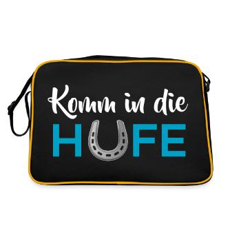 Komm in die Hufe - Retro Tasche - Schwarz/Gold - Hinten