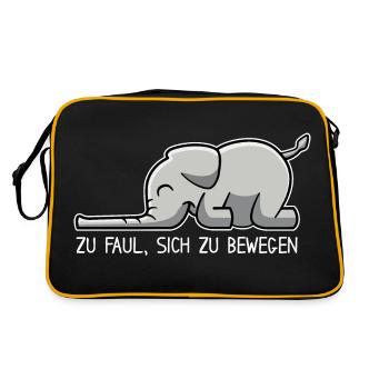 Elefant - zu faul, sich zu bewegen - Retro Tasche - Schwarz/Gold - Hinten