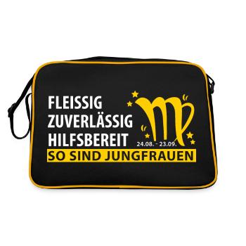 Sternzeichen Jungfrau Eigenschaften - Retro Tasche - Schwarz/Gold - Hinten