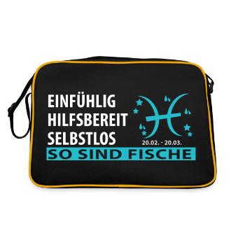 Sternzeichen Fische - Eigenschaften - Retro Tasche - Schwarz/Gold - Hinten