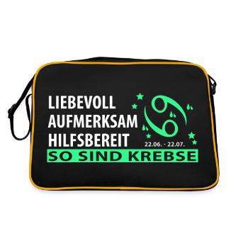 Sternzeichen Krebs - Eigenschaften - Retro Tasche - Schwarz/Gold - Hinten