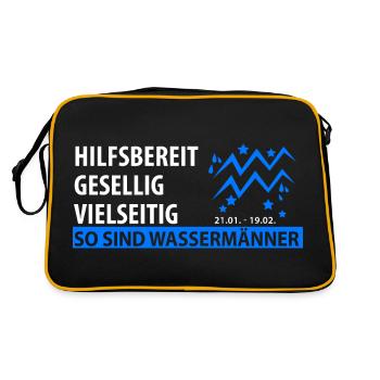 Sternzeichen Wassermann - Eigenschaften - Retro Tasche - Schwarz/Gold - Hinten