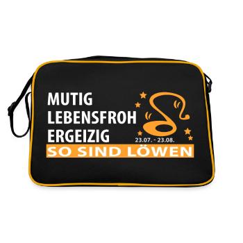 Sternzeichen Löwe - Eigenschaften - Retro Tasche - Schwarz/Gold - Hinten
