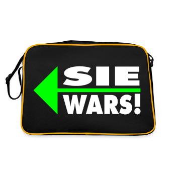Sie wars! Partner- oder Partyshirt - Retro Tasche - Schwarz/Gold - Hinten