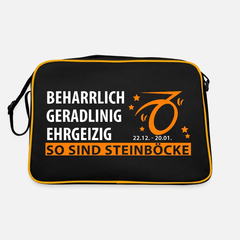Sternzeichen Steinbock - Eigenschaften - Retro Tasche - Schwarz/Gold