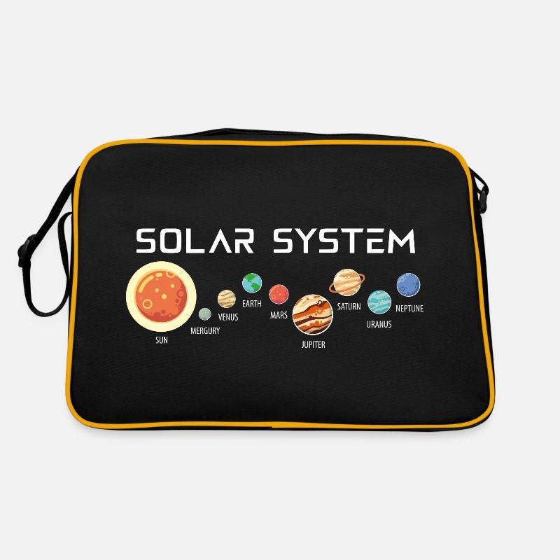 Sonnensystem mit seinen Planeten Retro Tasche