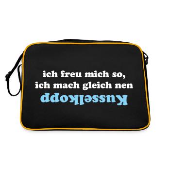 Ich freu mich so, ich mach nen kusselkopp - Retro Tasche - Schwarz/Gold - Hinten