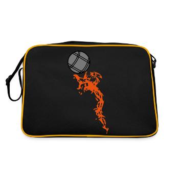 petanque ball flame Fire1 - Retro Bag - black/gold - Back