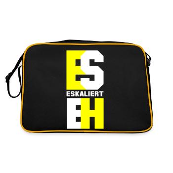 Es eskaliert eh - Retro Tasche - Schwarz/Gold - Hinten
