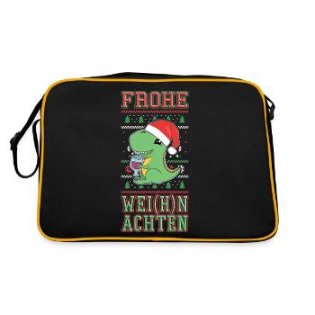 Dino Wine Merry Christmas Christmas Funny - Retro Bag - black/gold - Back