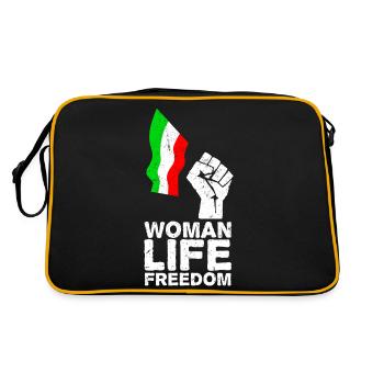 Femme, vie, liberté | Libérez l’Iran ! | Avec drapeau - Sac Retro - noir/or - Dos