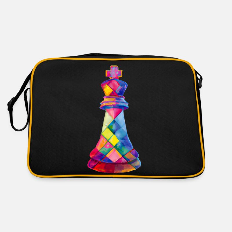 Kunst Schachfigur König - Retro Tasche - Schwarz/Gold